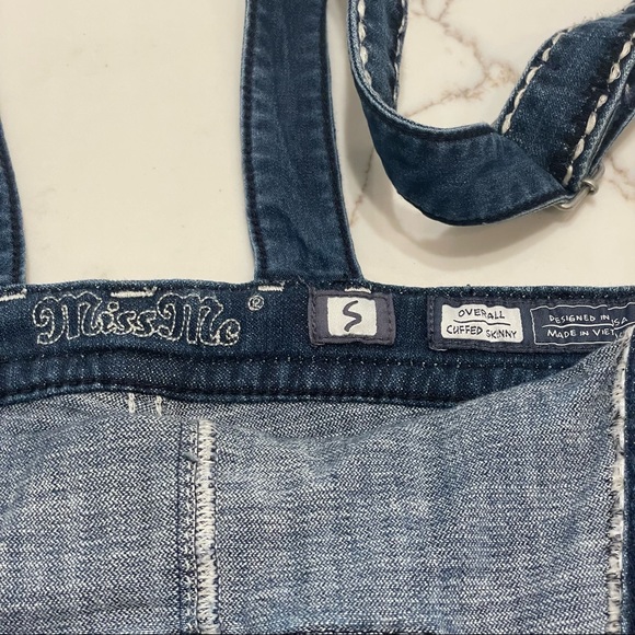 Miss Me Womens Size Small Cuffed Skinny Denim Overalls EUC - Picture 6 of 8